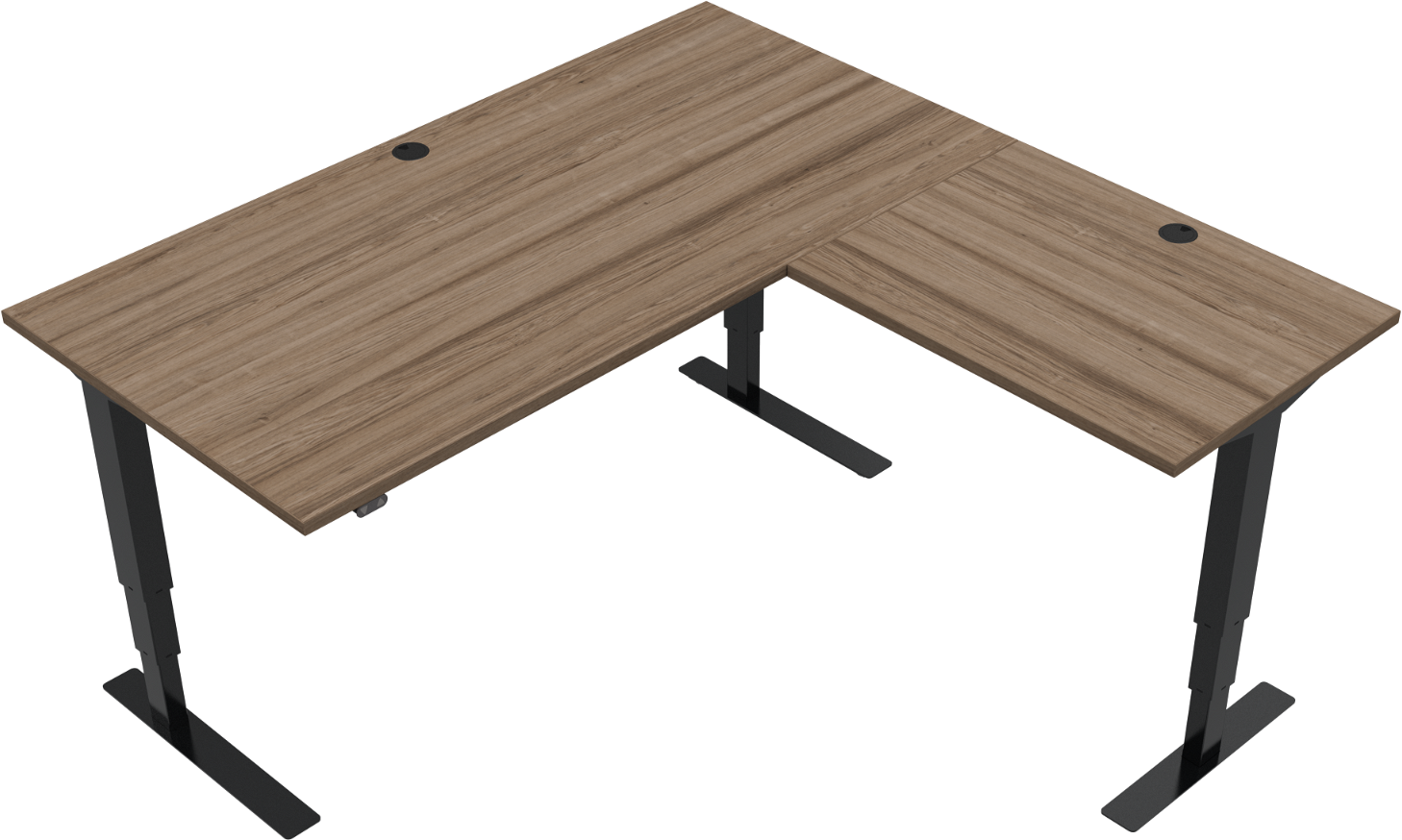 Trebenet Hæve-sænkebord Zennord Versastand Valnød Mørk Natur Sort 57-122 Cm Højdejusterbart 160ã 160 Cm