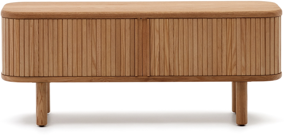 Tv-bord Kave Home Mailen   Naturask Med Skydedøre Og Opbevaring H50ã 120ã 40 Cm