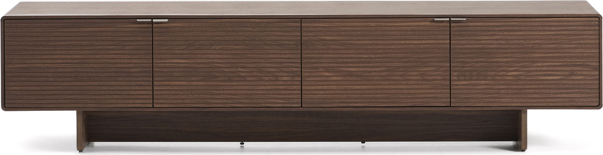 Tv-bord Kave Home Norlen Tv-møbel Mørkebrun Valnødsfinér Lav Profil B200xd40xh46 Cm Døre Soft-close