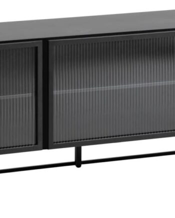 Tv-bord Kave Home Trixie 180x41x58 Cm  Sort Klart Glas  Industriel Stil