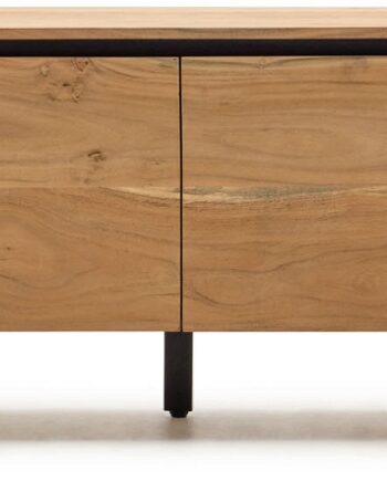 Tv-bord Kave Home Uxue Massivt Akacietræ Natur 200x40x58 Cm Rustik Mat Finish Med Magnetlåger Og Justerbare Stålben