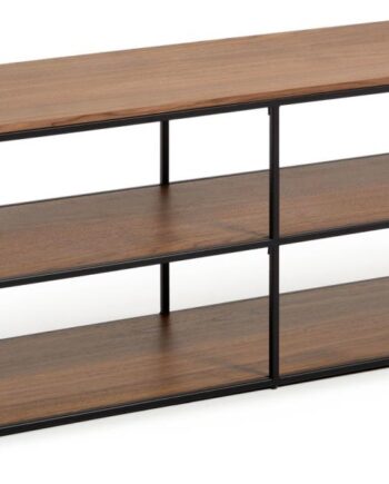 Tv-bord Kave Home Yoana Tv-bænk   Mørk Valnøddefiner Og Sort Metal   160x40x50 Cm