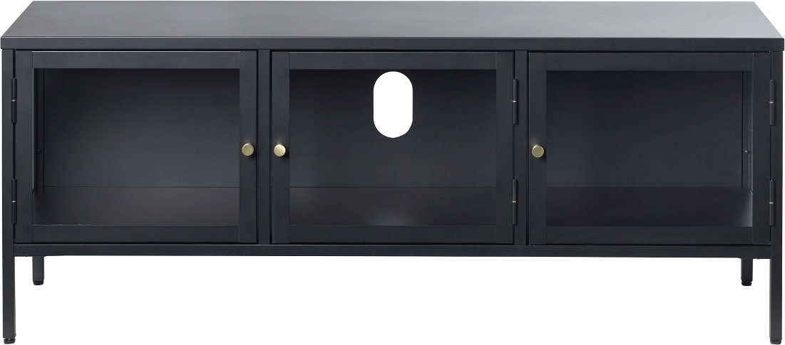 Tv-bord Nordique Design Carmel Tv-møbel Sort Metal Og Hærdet Glas H52ã 40ã 132 Cm