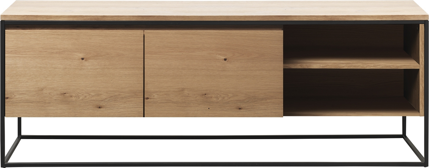 Tv-bord Nordique Design Rivoli Egetræ Metal Natur Med Hylder Låger