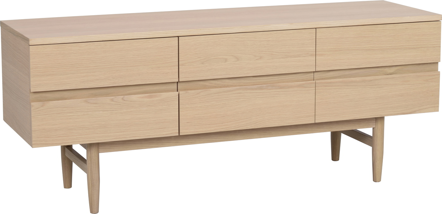 Tv-bord Rowico Moresby Hvidkalket Egfinér Med Massivt Egetræ H55xb135xd40 Cm Soft-close Døre