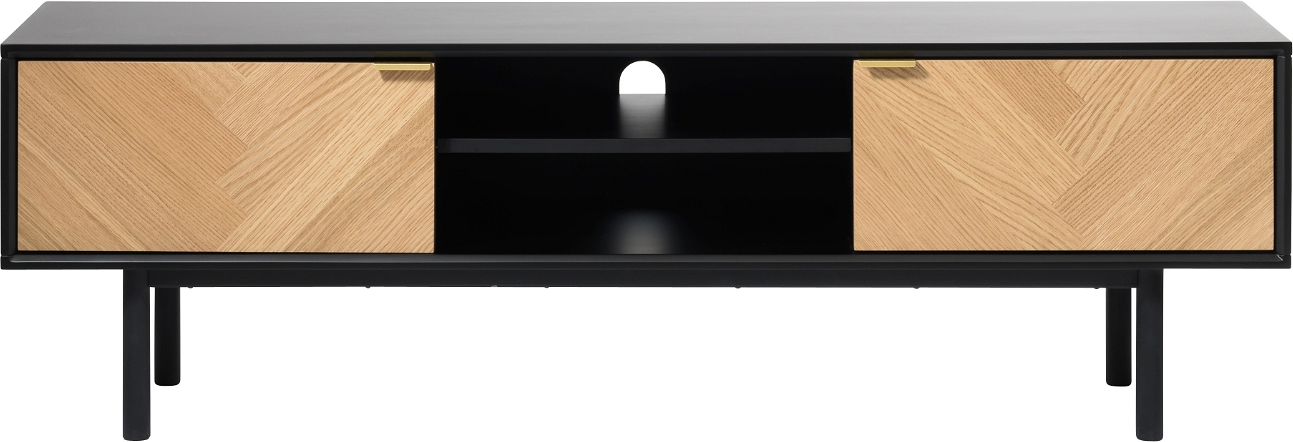 Tv-bord Tv-møbel Nordique Design Calvi Egetræ Sort Mdf 160x43x50 Cm
