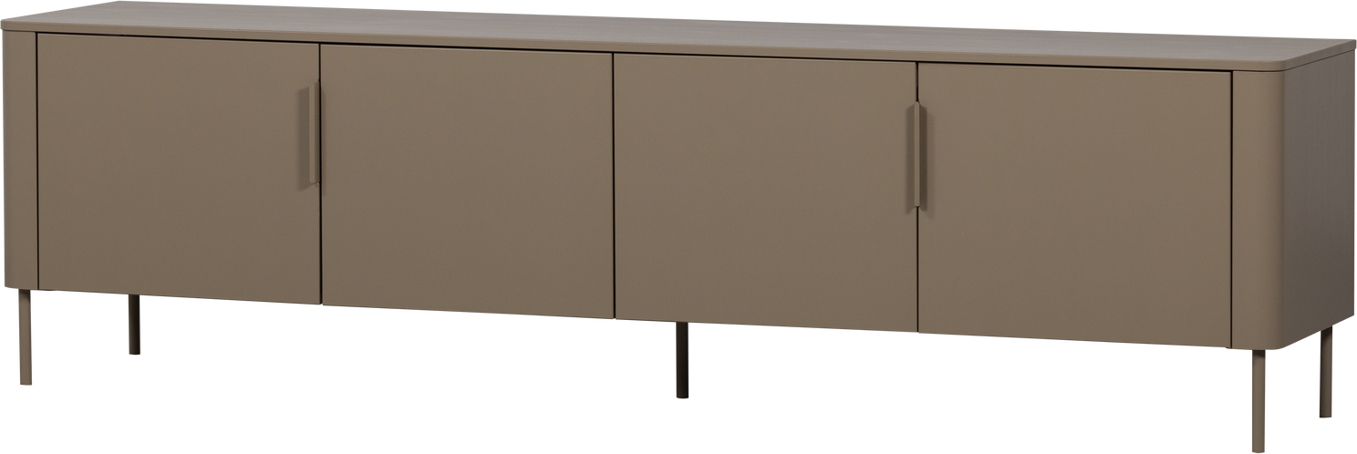 Tv-bord Tv-møbel Woood Gunnar 200 Cm Slebet Fyrretræ Mat Lak Mudbrun Låger Opbevaring Fsc Mix
