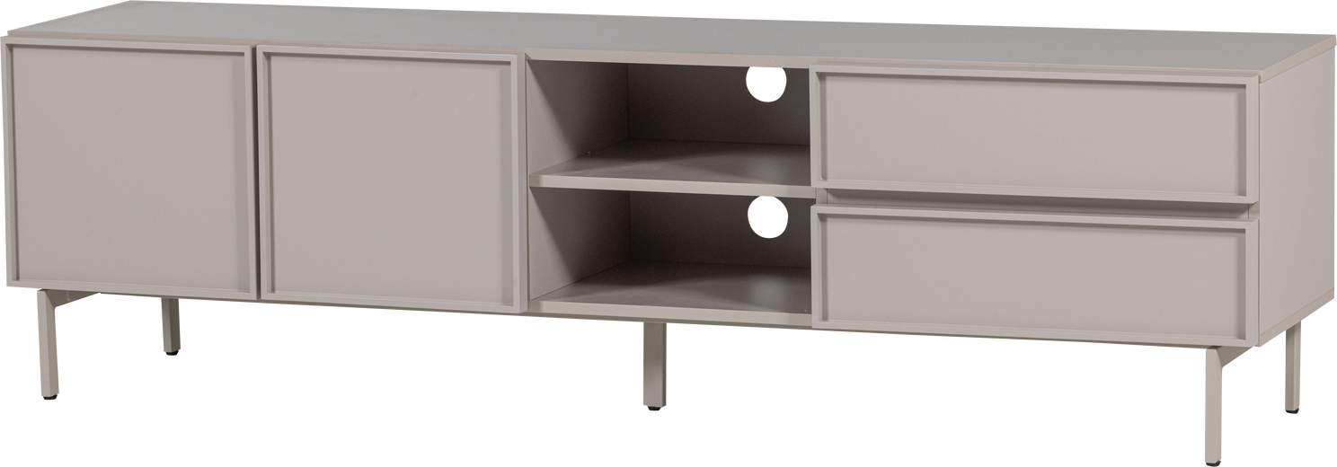 Tv-bord Tv-møbel Woood Tours 180 Cm Beige Melamin Mdf Ridsefri Slidstærk Varmebestandig