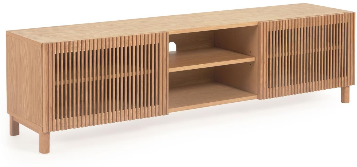 Tv-bord Tv-skænk Kave Home Beyla Lakeret Egetræ Og Mdf Med Justerbare Fødder H49     180   42   Cm