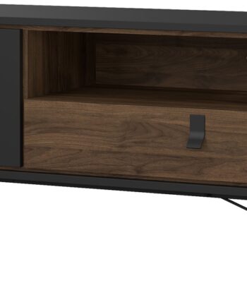 Tv-bord Vesterholm Askø   Valnød Og Mat Sort  Mediemøbel 150ã 40ã 60 Cm  Fsc-spånplade  Kabelhåndtering