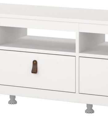 Tv-bord Vesterholm Lunor 151 Cm Hvid Vægmonteret    åbne Rum Og   Skuffer  Dansk Fsc-træ