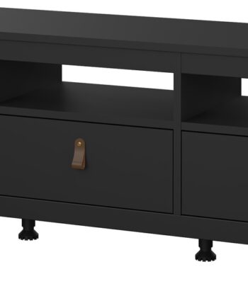 Tv-bord Vesterholm Lunor Mat Sort  Svævende Med   åbne Rum Og   Skuffer  B151xd38xh54 Cm  Fsc