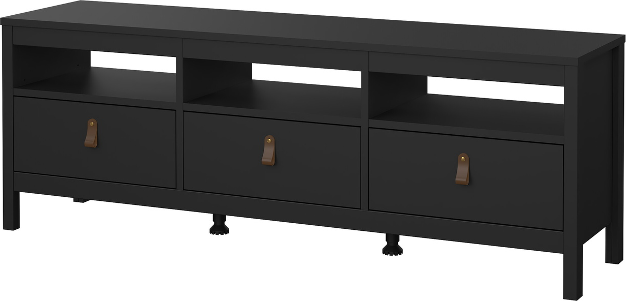 Tv-bord Vesterholm Lunor Mat Sort Svævende Med åbne Rum Og Skuffer B151xd38xh54 Cm Fsc