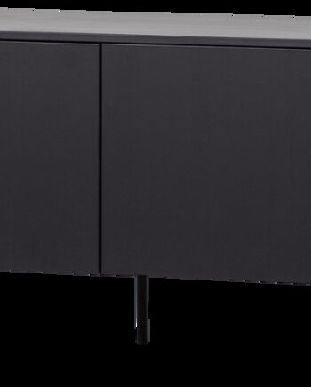 Tv-bord Woood Gunnar 200 Cm  Tv-møbel   Slebet Fyrretræ Med Mat Sort Lak    Låger  Fsc Mix