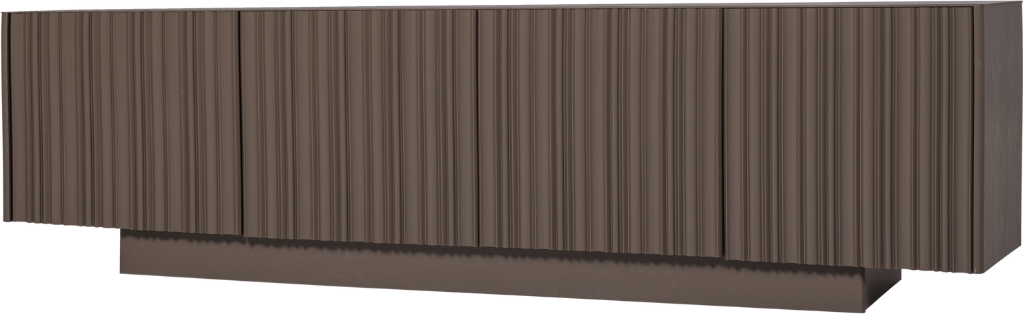 Tv-bord Woood Nova Tv-møbel Trufflebrun Slebet Fyrretræ B200ã D40ã H52 Cm Grafisk Relief Låger Rummelig Opbevaring Kan Vægmonteres Fsc Mix