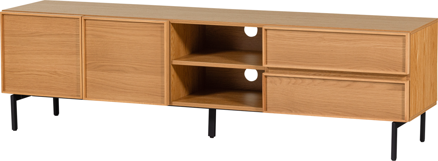 Tv-bord Woood Tours 180 Cm Natur Melamin Mdf Tidløst Med Skjult Opbevaring