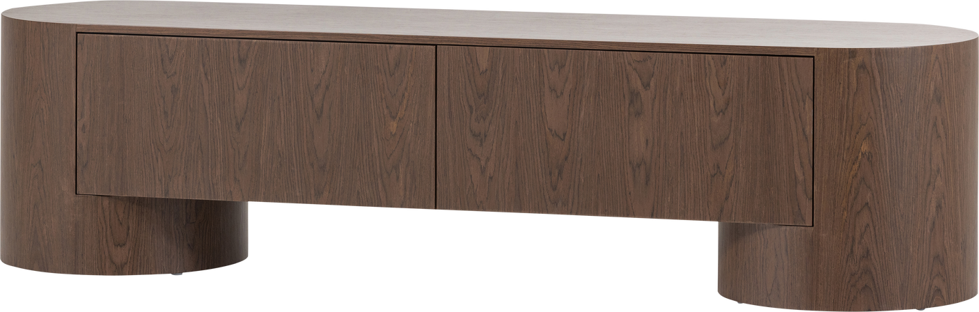Tv-bord Woood Velari Collection Brun Træfinér Mdf 200 Cm Bred Afrundede Hjørner Leveres Samlet