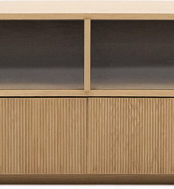 Tv-skænk Tv-møbel Kave Home Helvine 200x40x54 Cm Egetræsfiner Og Hærdet Glas