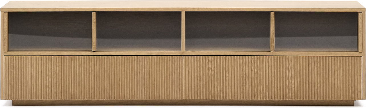 Tv-skænk Tv-møbel Kave Home Helvine 200x40x54 Cm Egetræsfiner Og Hærdet Glas