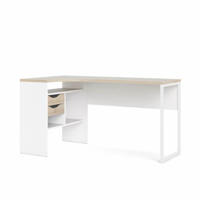 Tvilum Function Plus Hjørneskrivebord 145 Cm Hvid   Eg Stuktur  : Erling Christensen Møbler