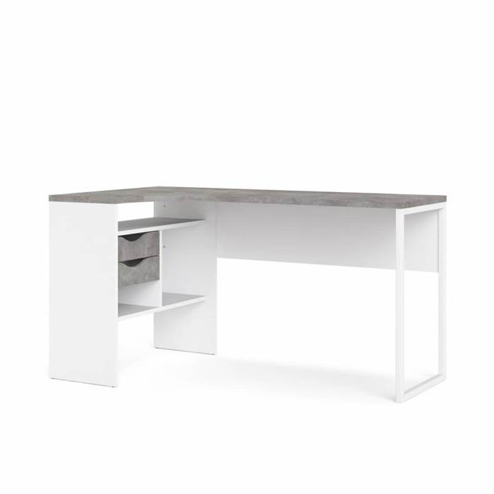 Tvilum Function Plus Hjørneskrivebord 145 Cm Hvid   Oxid Beton  : Erling Christensen Møbler