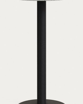 Udendørs Barbord Højbord Kave Home Saura ø70   H99 Cm Hvid Terrazzo Sort Metal