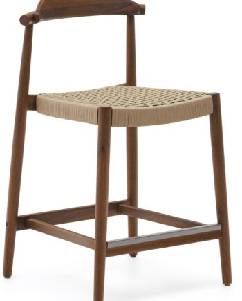 Udendørs Barstol Kave Home Glynis Fsc-certificeret Akacietræ Flettet Reb Mørk Natur Rustik Nordisk H94xb54xd54 Cm