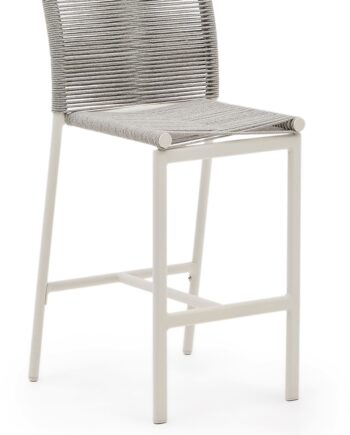 Udendørs Barstol   Terrassebarstol Kave Home Culip Hvid   Stabelbar Aluminium   Flettet Reb  Industrielt Design