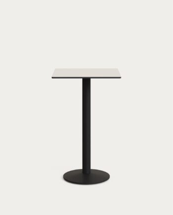 Udendørs Cafébord Kave Home Tiaret 60x60 Cm Hvid Højtrykslaminat Sort Stålstel