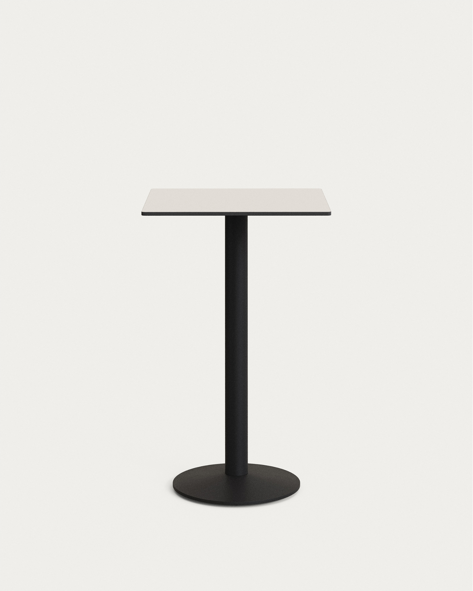 Udendørs Cafébord Kave Home Tiaret 60x60 Cm Hvid Højtrykslaminat Sort Stålstel