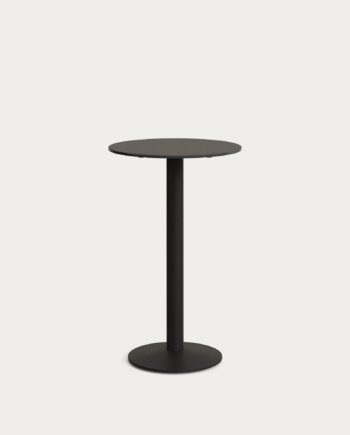 Udendørs Cafébord Kave Home Tiaret ø60 H97 Sort   Moderne Nordisk Stålbord