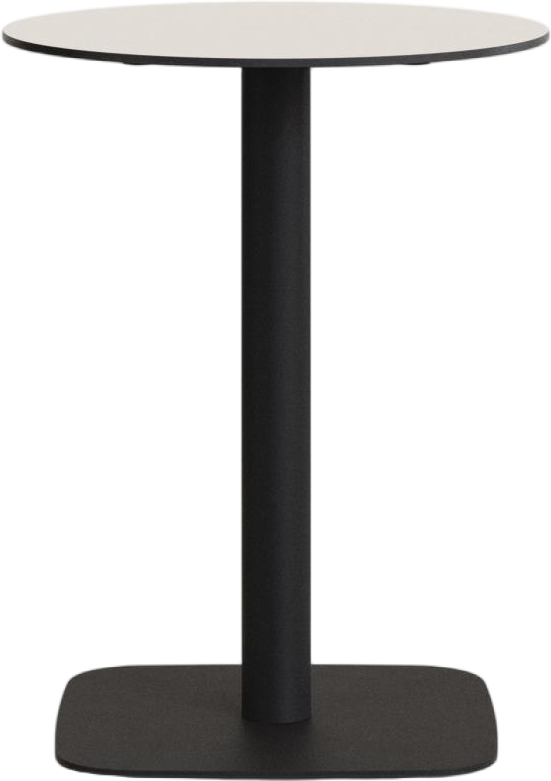 Udendørs Cafébord Kave Home Tiaret ø60   H97 Cm Hvid Sort Stål   Højtrykslaminat
