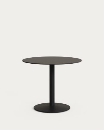 Udendørs Cafébord Kave Home Tiaret ø90   H73 Cm Sort Højtrykslaminat Stål Rundt