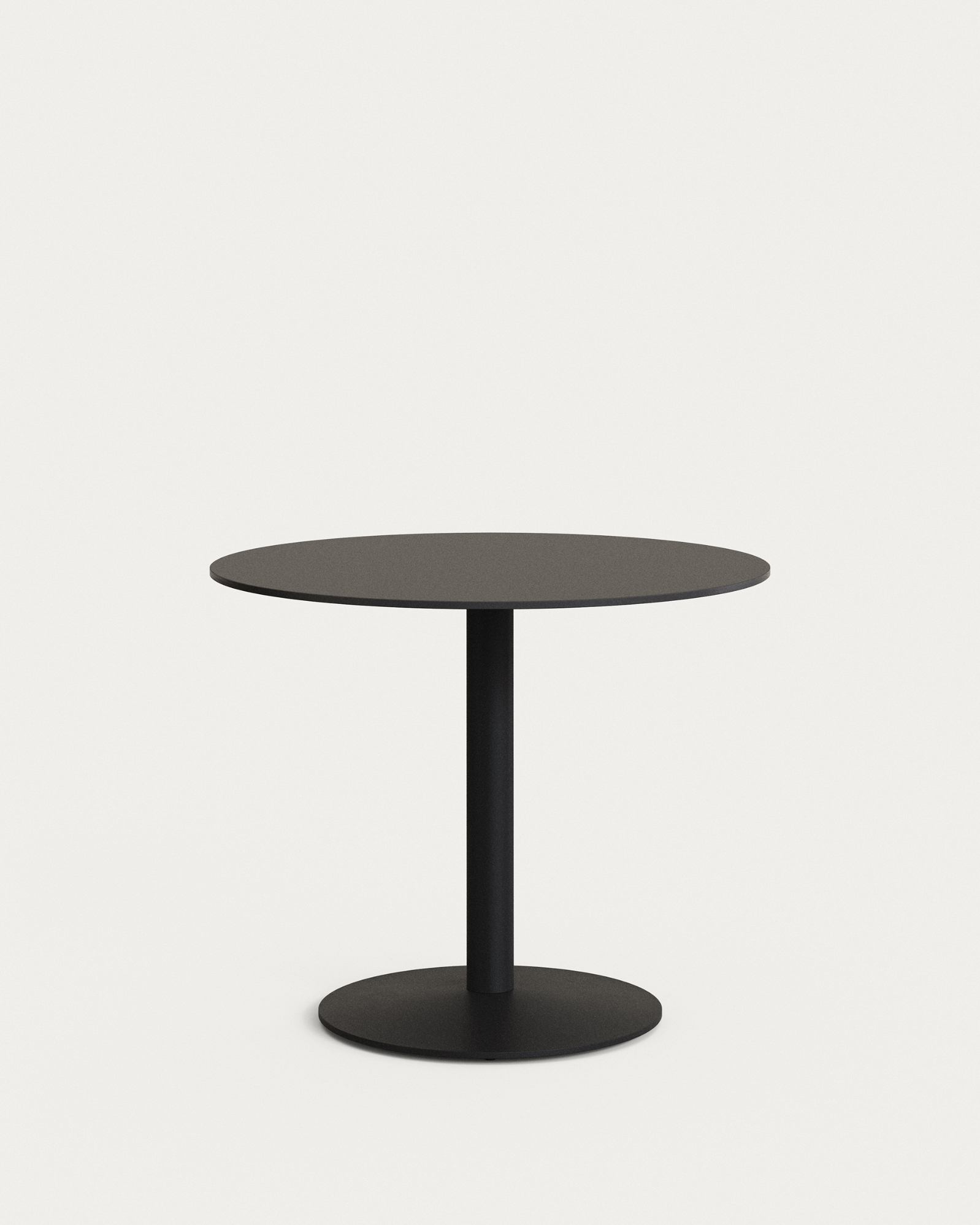 Udendørs Cafébord Kave Home Tiaret ø90   H73 Cm Sort Højtrykslaminat Stål Rundt
