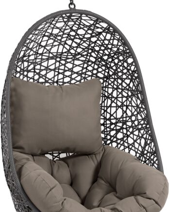 Udendørs Hængestol Kave Home Florina Sort Polyrattan Med Grå Hynde 120x64x86 Cm