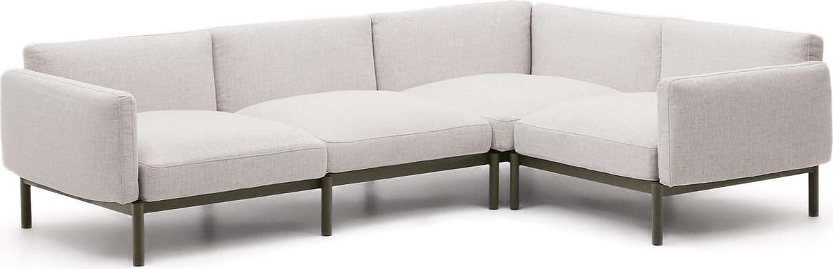 Udendørs Hjørnesofa Kave Home Sorells -sæders Aluminium Loungemøbel Grøn