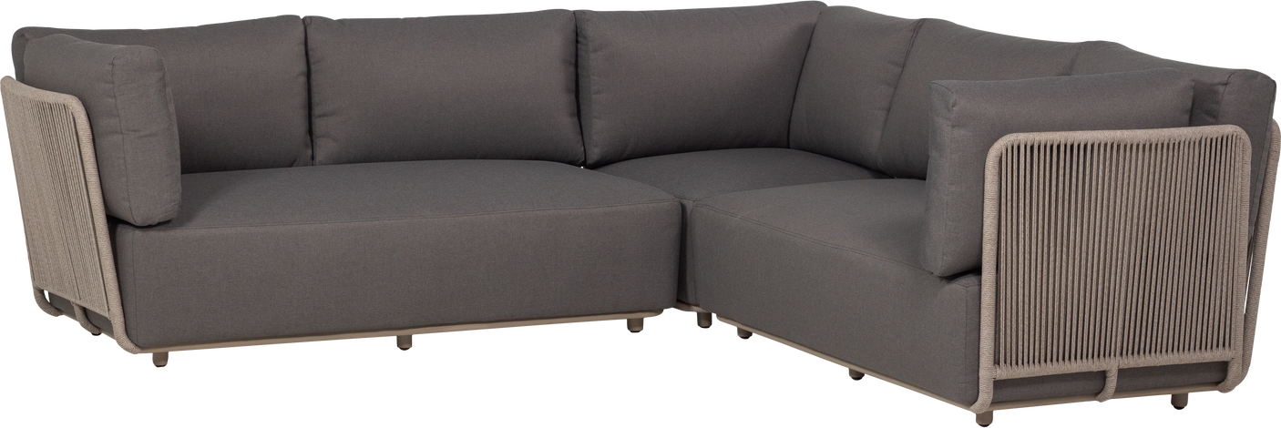 Udendørs Hjørnesofa Woood Collection Loungesæt Brun 269x269 Cm Metalstel Med Polyesterreb Olefin Hynder Uv- Og Fugtbestandig