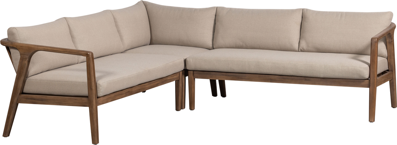 Udendørs Hjørnesofa Woood Collection Loungesæt Akacietræ 227x227 Cm Sand Hynder Fsc
