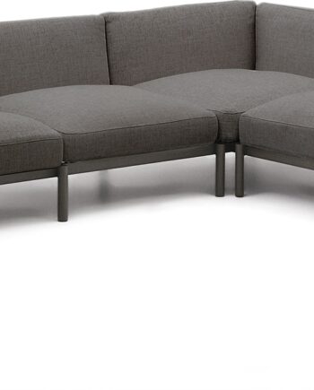Udendørs Hjørnesofa  -personers 276x191   Cm Kave Home Sorells Grå Aluminium Loungesofa Med Aftagelige Hynder