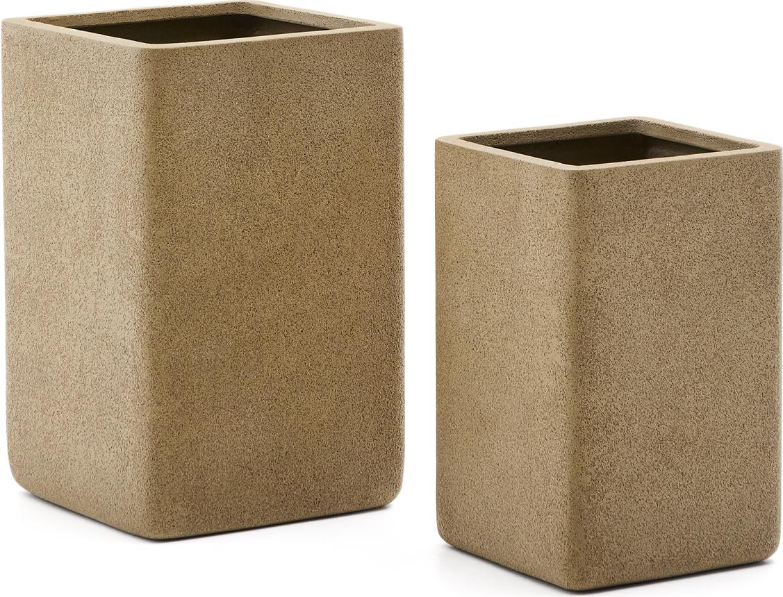 Udendørs Krukkesæt Kave Home Minoa Sand   Stk Polystone 44ã 44ã 70 Cm