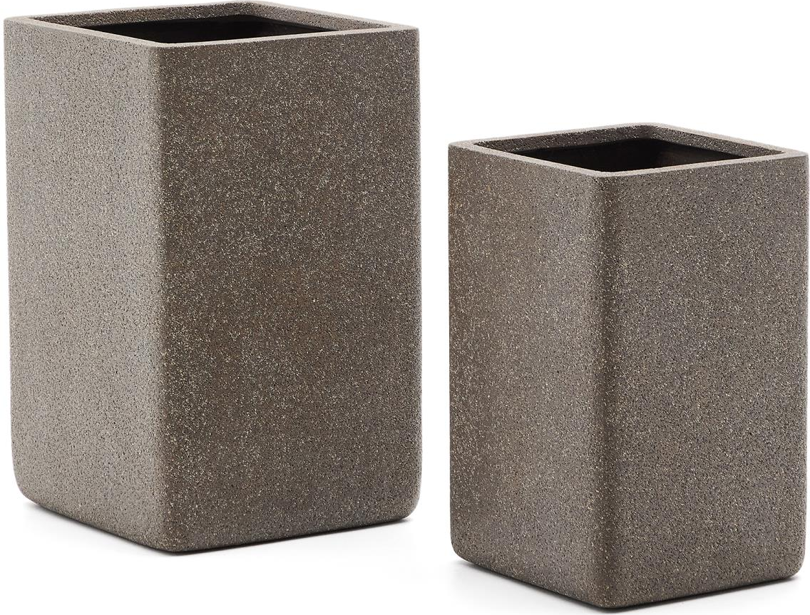Udendørs Krukkesæt Kave Home Minoa   Stk Koksgrå Sandsten H70   B44   D44 Cm