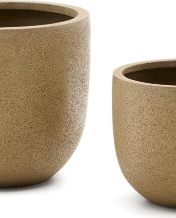 Udendørs Krukkesæt Kave Home Selvi Krukker   Potter ø44   H41 Cm Lysebrun Polystone   Stk