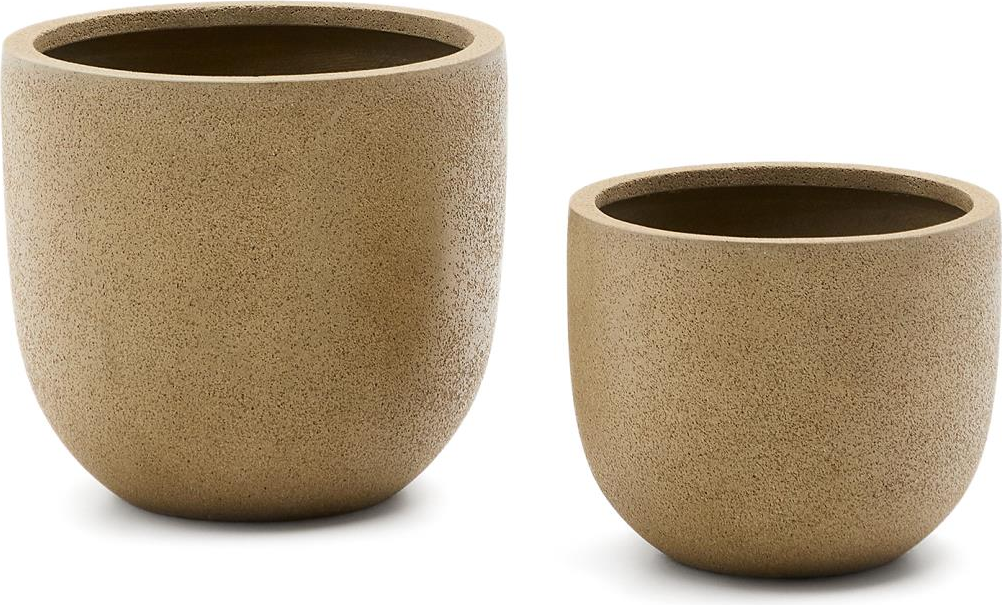 Udendørs Krukkesæt Kave Home Selvi Krukker   Potter ø44   H41 Cm Lysebrun Polystone   Stk