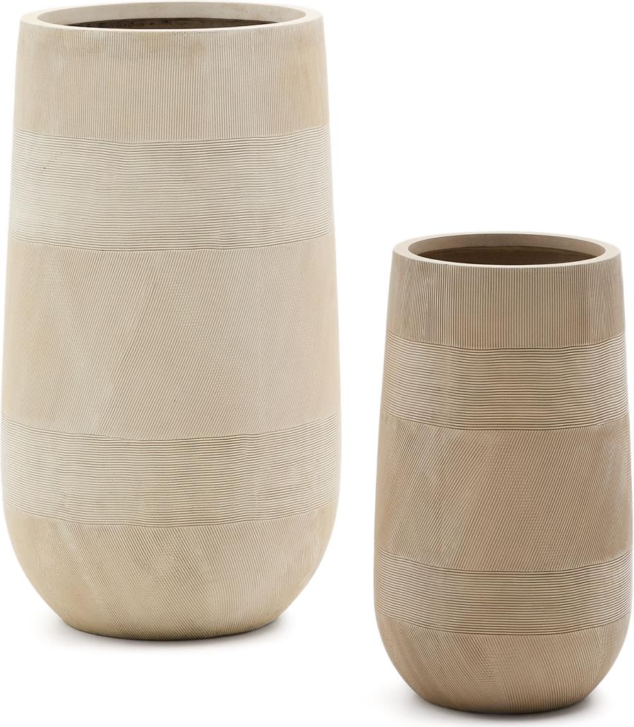 Udendørs Krukkesæt Kave Home Tival Beige Polystone H80   B45   D45 Cm