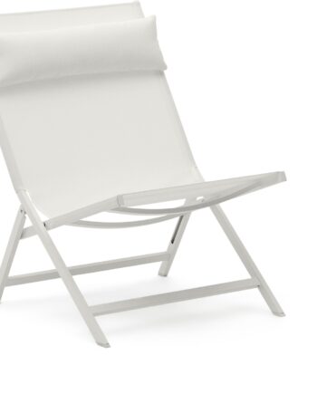 Udendørs Lænestol Kave Home Canutells Foldbar   Aluminium Og Textilene Ecru Med Pude Uv-resistent