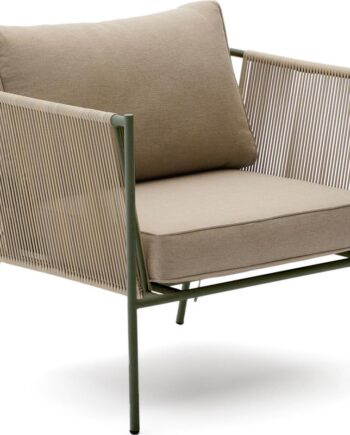 Udendørs Loungestol Kave Home Zivia Ekru Pulverlakeret Stål Med Uv-resistent Syntetisk Flet 87x77x80   Cm
