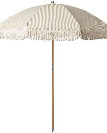Udendørs Parasol House Doctor Umbra ø200 Cm Sand Hvid Polyester-bøgetræ Med Frynser