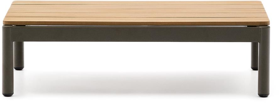 Udendørs Rektangulært Sofabord Kave Home Sorells Teak Aluminium Natur Khaki 91   57   25 Cm