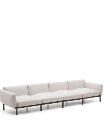 Udendørs Sofa Kave Home Sorells Made Studio  -sæders Modulsofa Loungesofa 370 Cm Ekru Aluminium