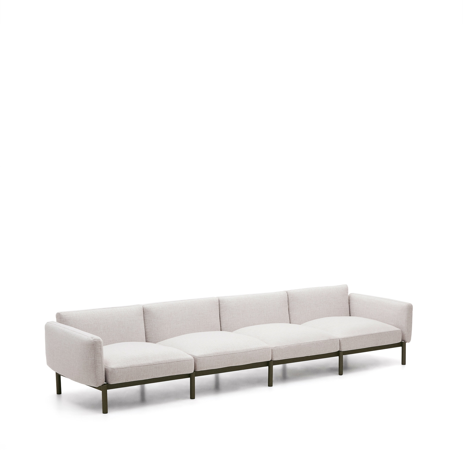 Udendørs Sofa Kave Home Sorells Made Studio -sæders Modulsofa Loungesofa 370 Cm Ekru Aluminium